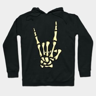 Metal Fingers Rock Creepy Halloween Skeleton Hand Gesture Swearing Hoodie